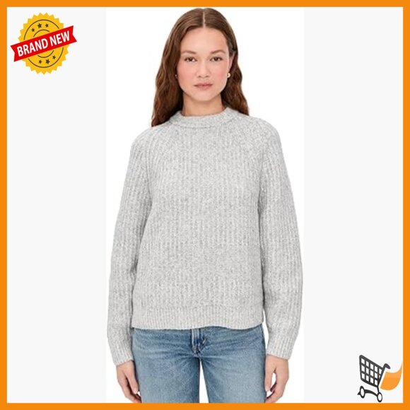 Ribbed Cotton-Blend Pullover Sweater Standard Fit Long Sleeve Crew Neck